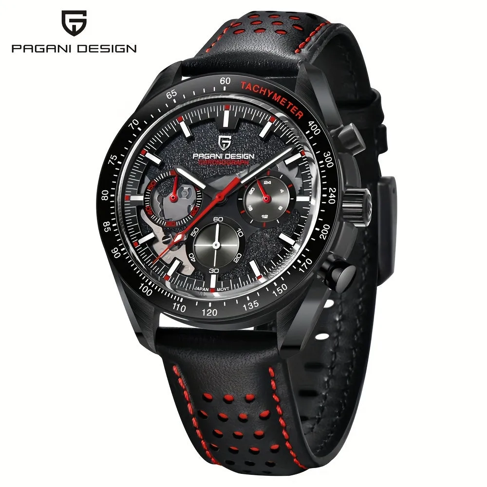 PAGANI DESIGN 2024 Moon Watch, VK63 Stylish Stainless Steel Glass Chronograph Quartz Watch For Men