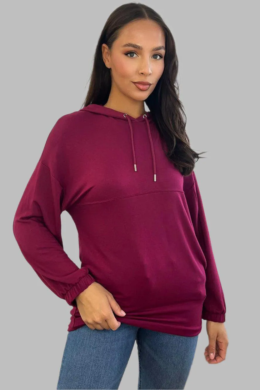 Paneled Detail Elastic Cuffs Hoodie