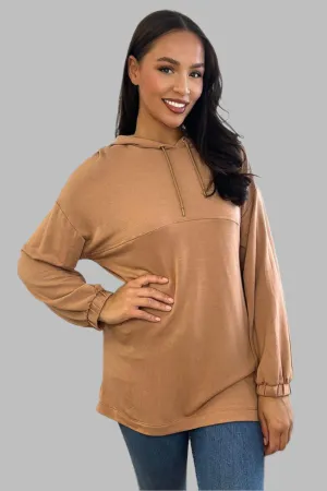 Paneled Detail Elastic Cuffs Hoodie