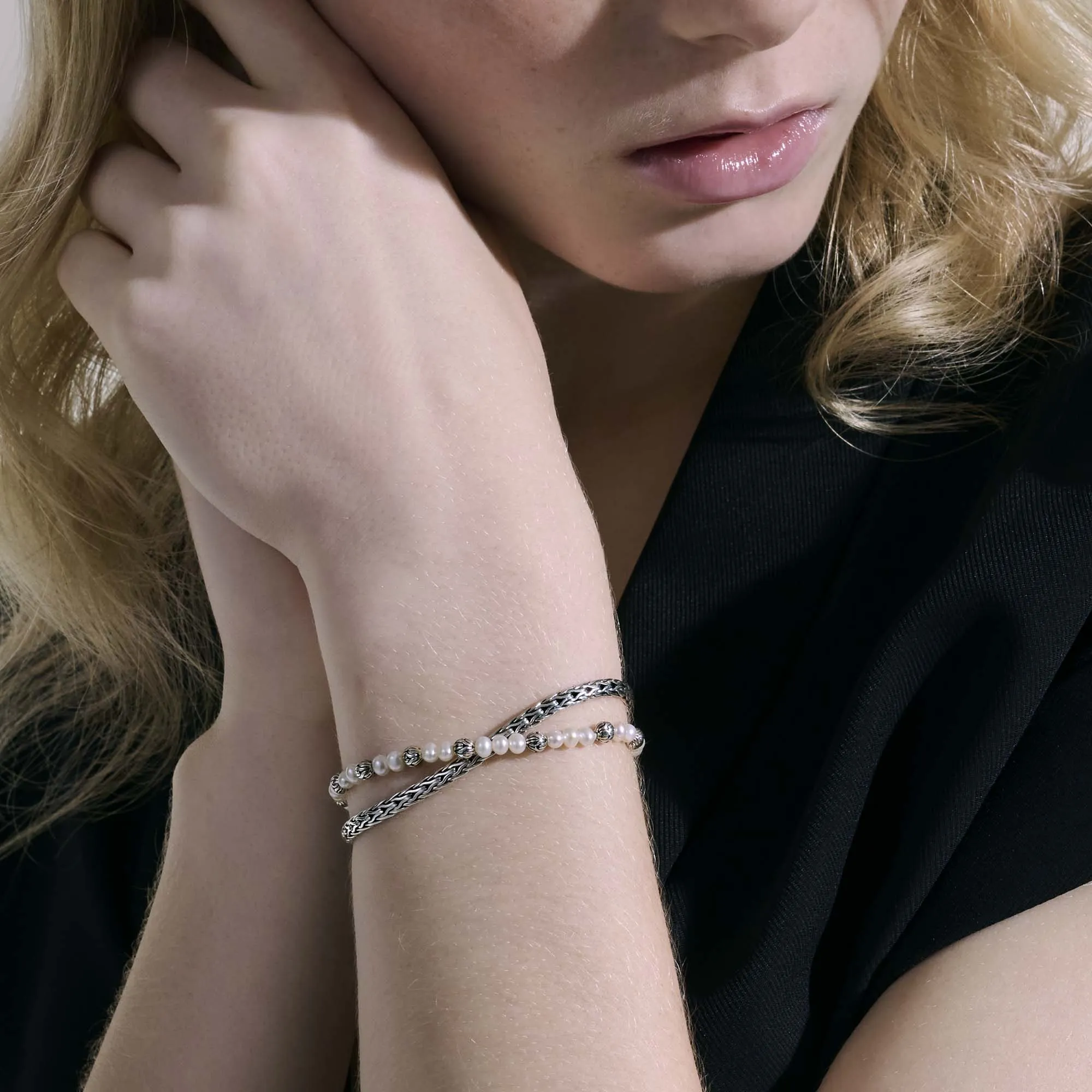 Pearl Chain Double Wrap, Sterling Silver|BB900635