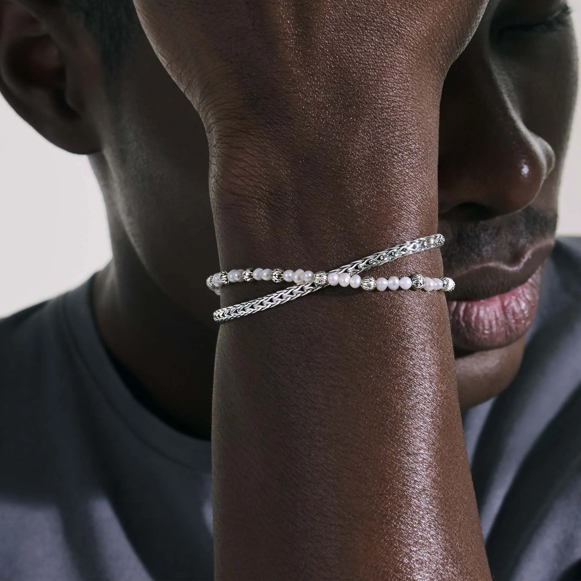 Pearl Chain Double Wrap, Sterling Silver|BB900635