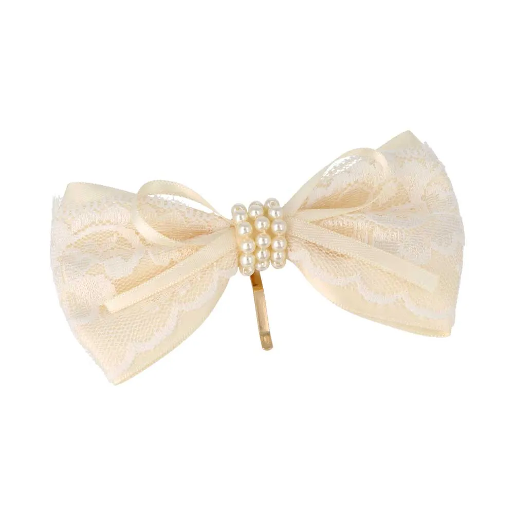 Pearl Detail Bow Pony Hook
