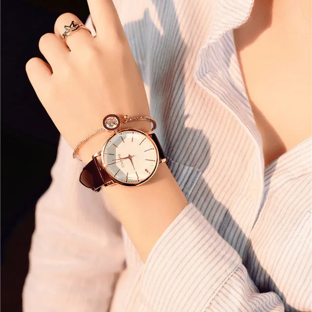 Polygonal dial design watches luxury fashion dress quartz white ladies leather wristwatch