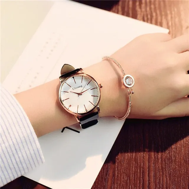 Polygonal dial design watches luxury fashion dress quartz white ladies leather wristwatch