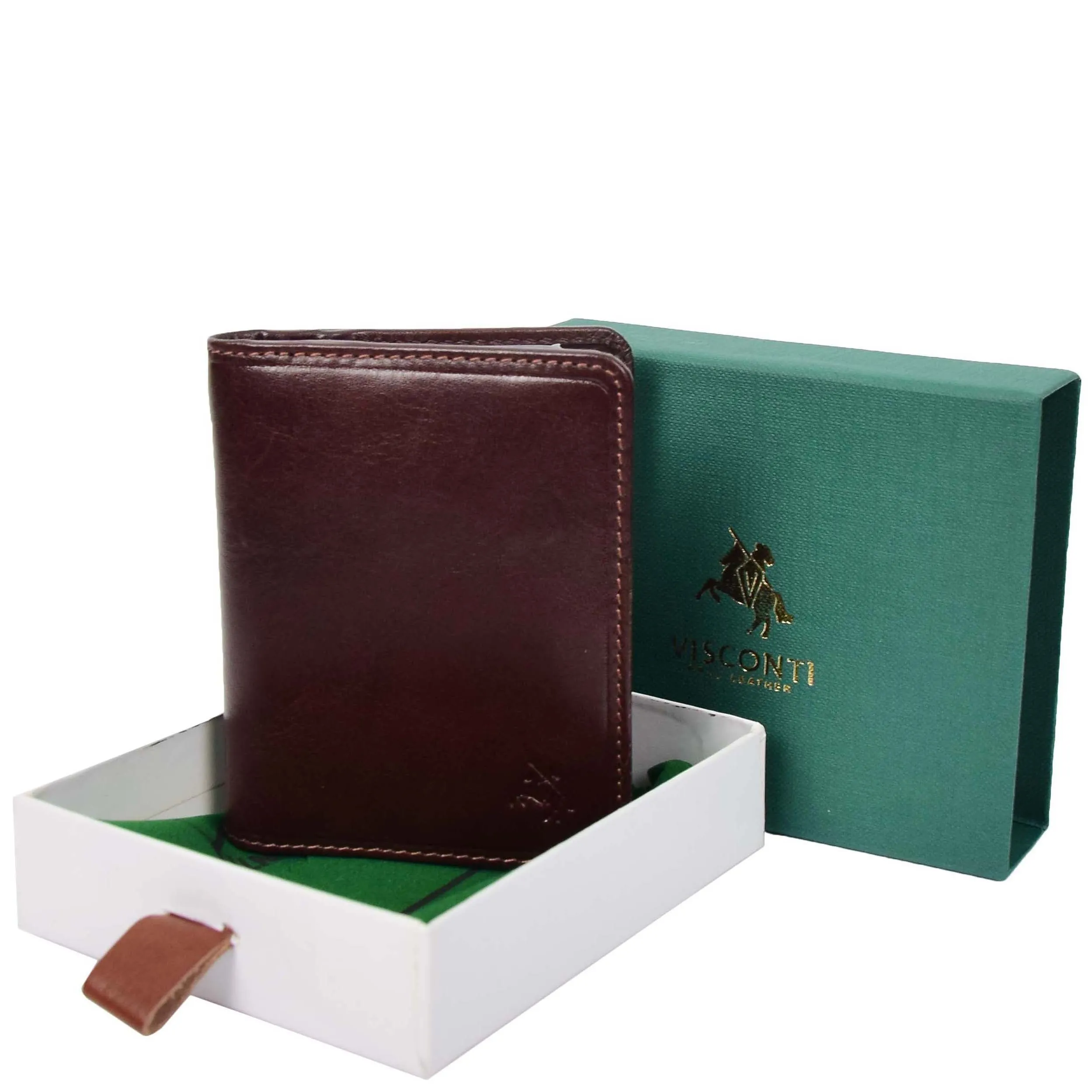 RFID Protected Bi-fold Wallet Small Credit Card Holder Geneva Brown