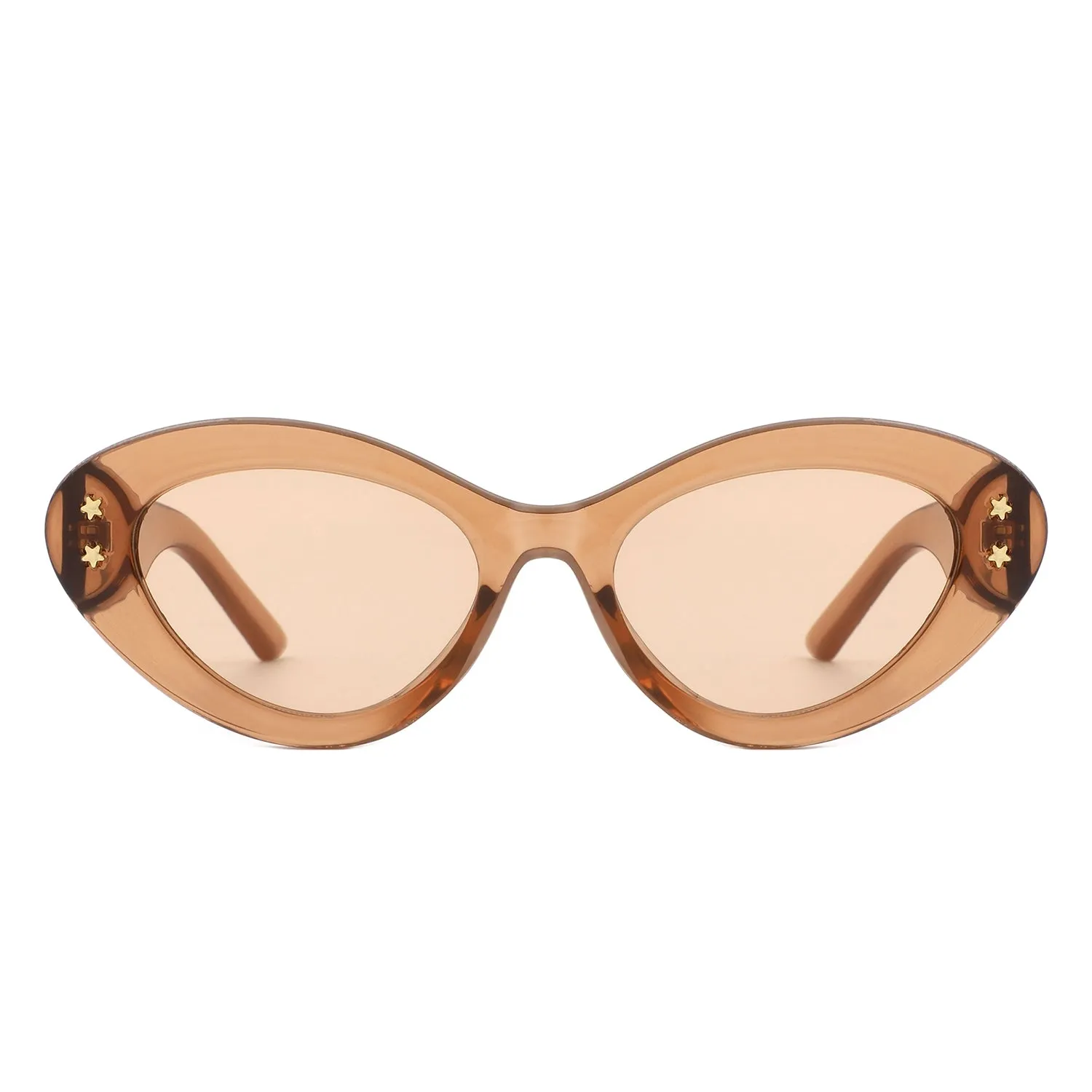 Rounded Cat Eye Sunglasses in Translucent Brown