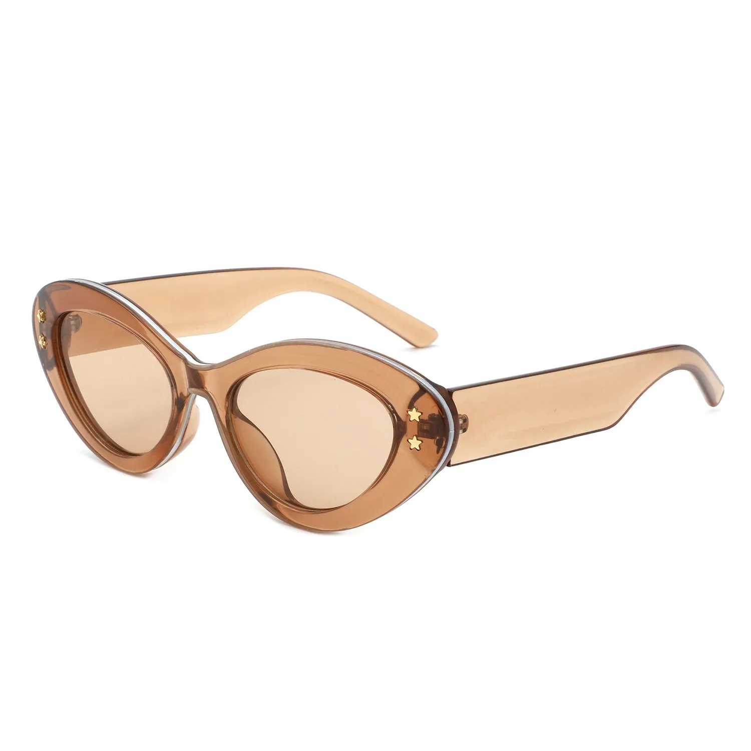 Rounded Cat Eye Sunglasses in Translucent Brown