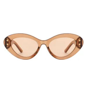 Rounded Cat Eye Sunglasses in Translucent Brown