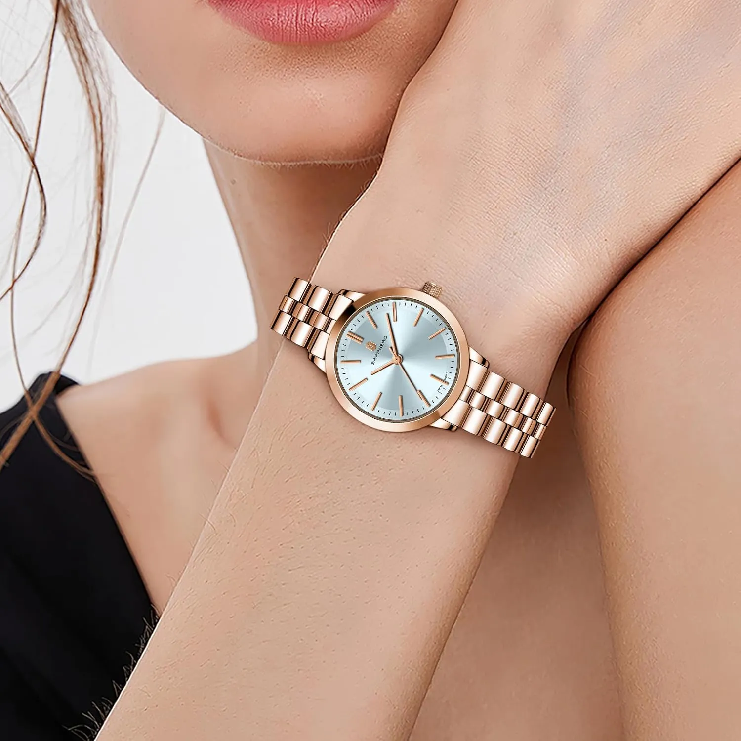 SAPPHERO Wrist Watch for Women Luxury Ladies Watches Women's Bracelet Watch Small Stainless Steel Analog 5ATM Waterproof Watches for Women