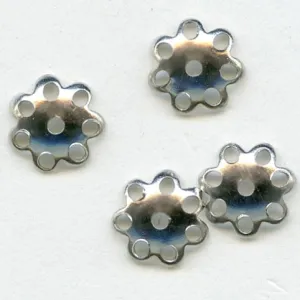 Smooth perforated silver plated bead cap with scalloped edges 7mm pkg of 10. b9-1006(e)