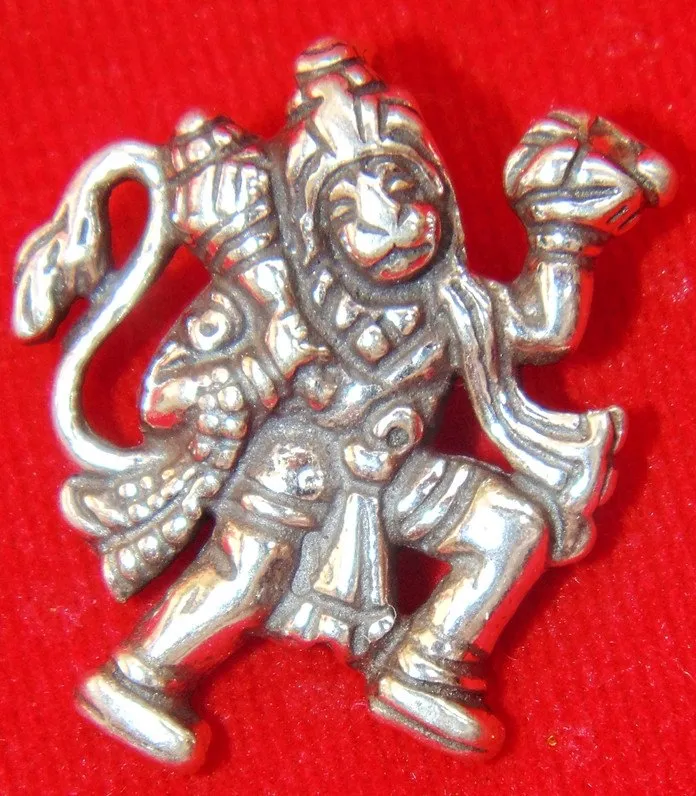 Sri Hanuman pure silver pendant in antique look