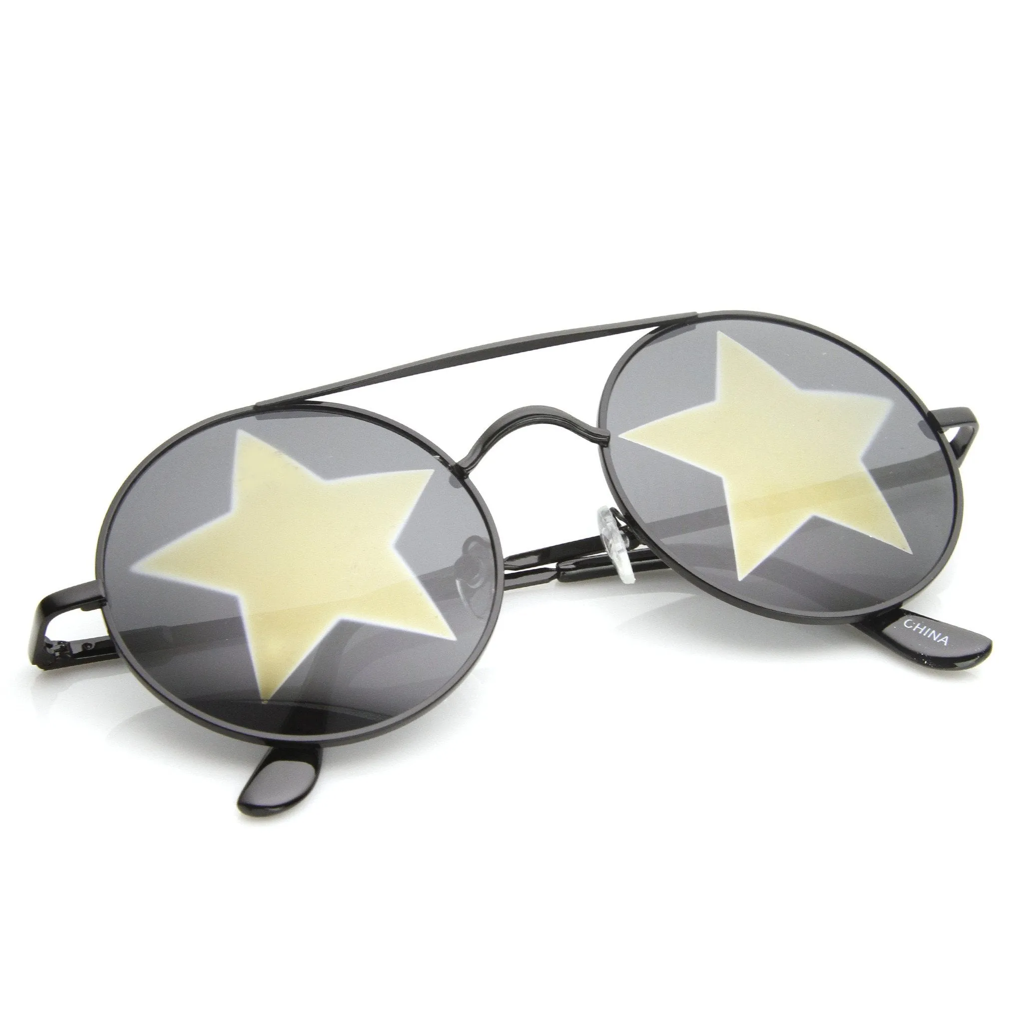 Super Star Novelty Party Round Metal Sunglasses 9143