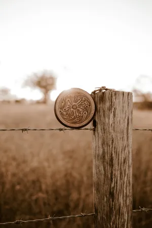 Tooled Leather Round Coin Purse