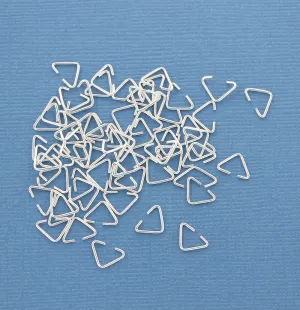 Triangle Silver Tone Jump Rings - 9mm x 6mm - Open 21 Gauge - 100 Rings - Z596