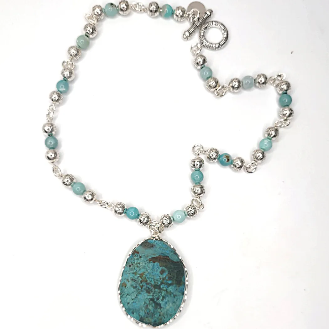 Turquoise Blue Gemstone Beaded Necklace