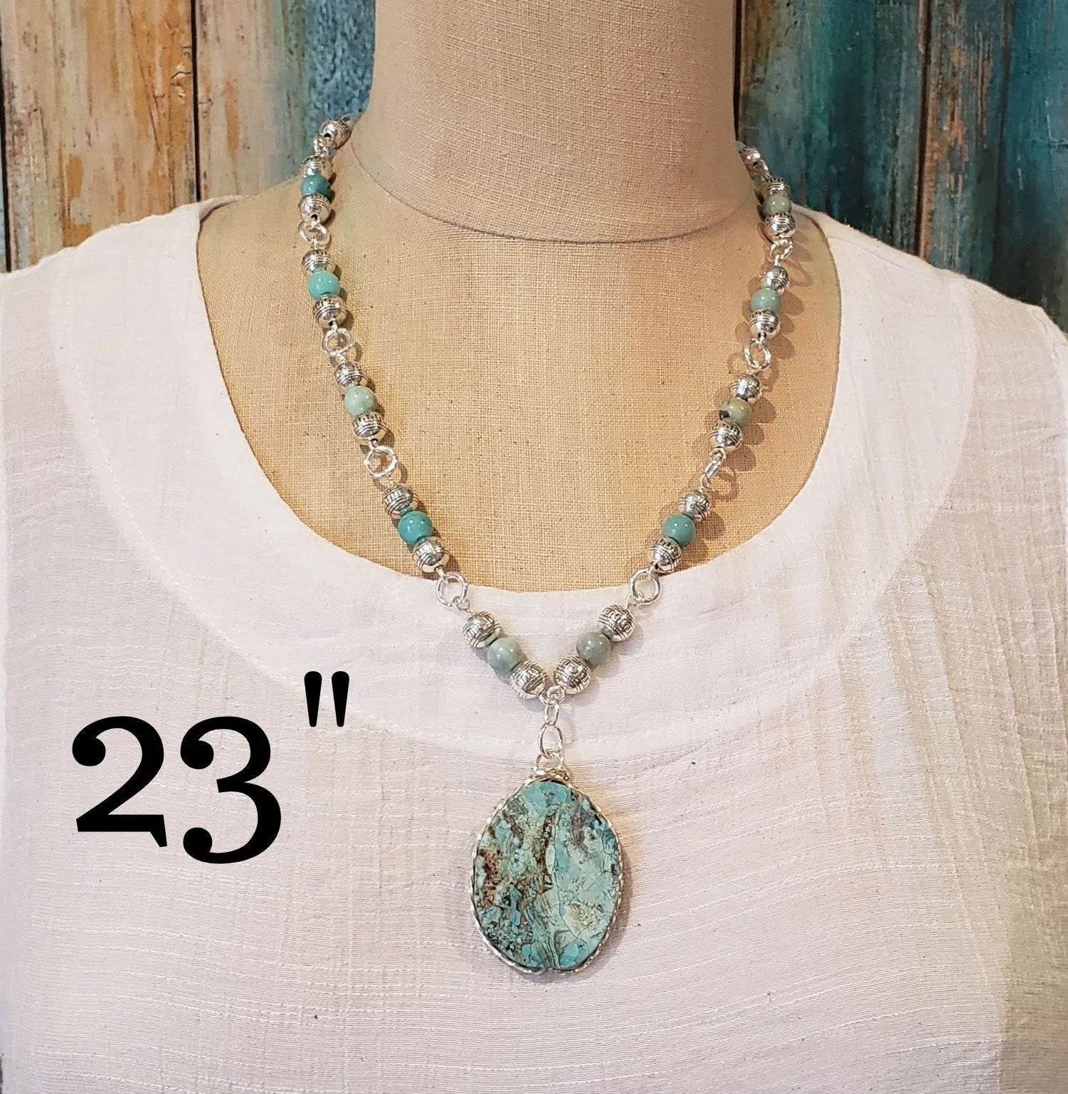 Turquoise Blue Gemstone Beaded Necklace