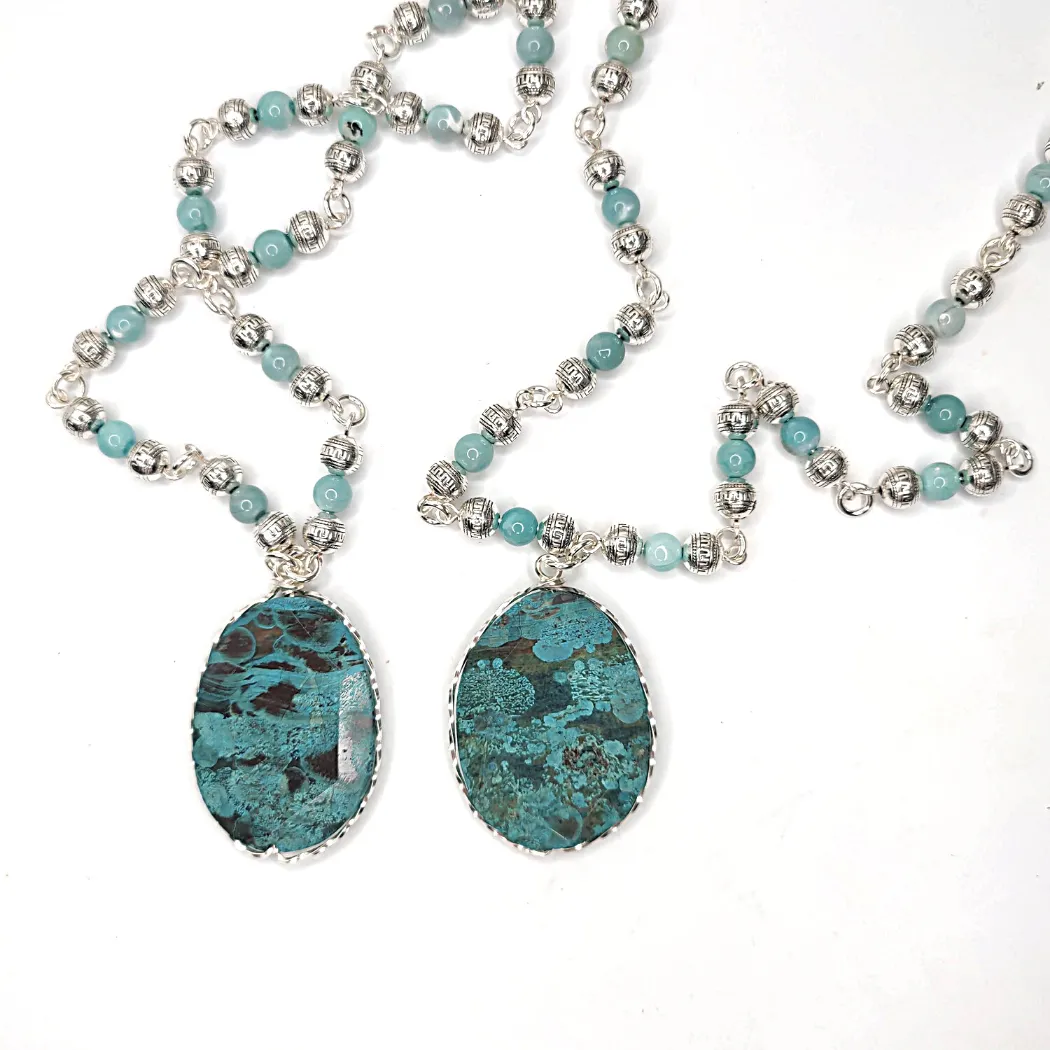 Turquoise Blue Gemstone Beaded Necklace