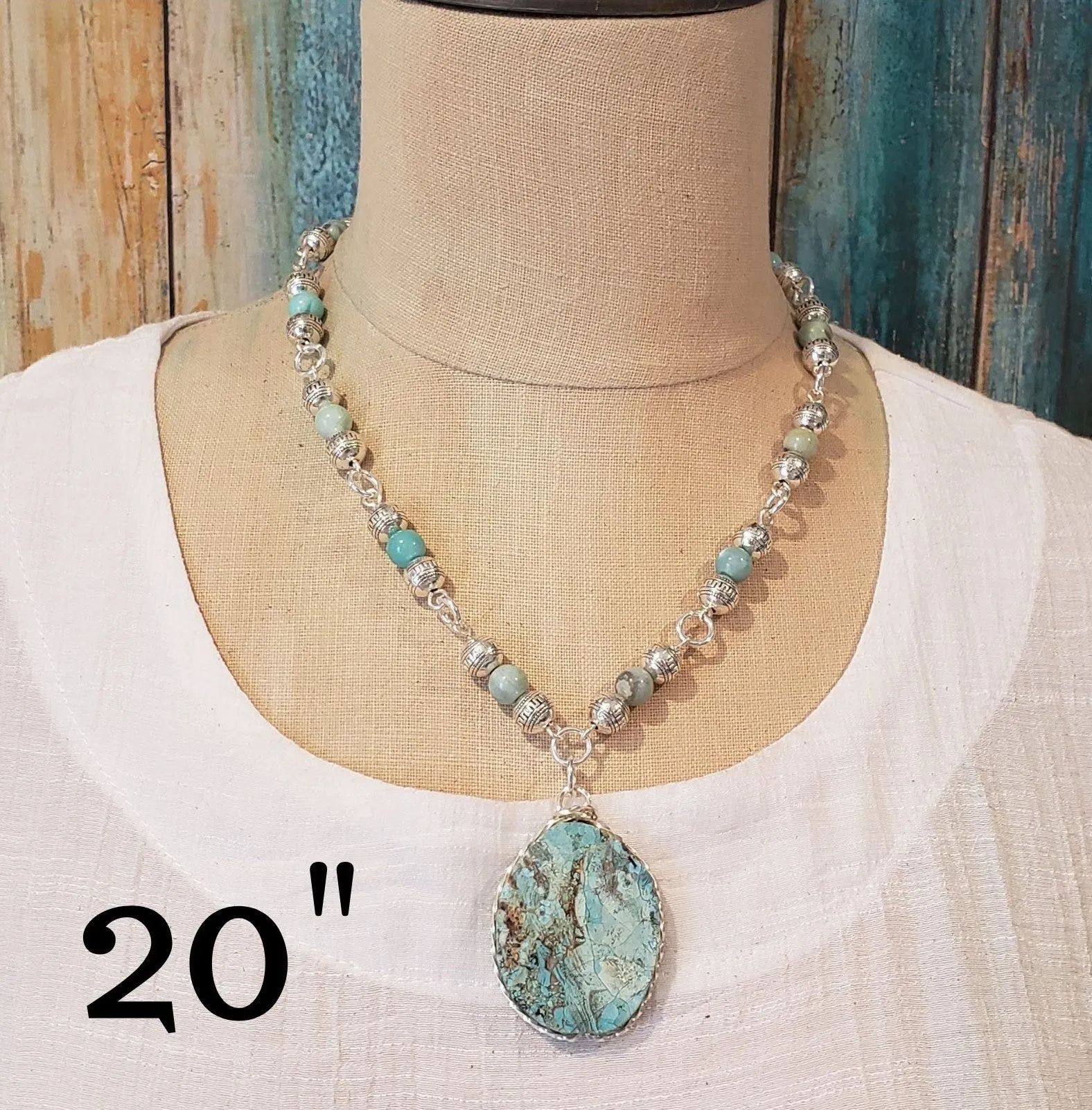 Turquoise Blue Gemstone Beaded Necklace