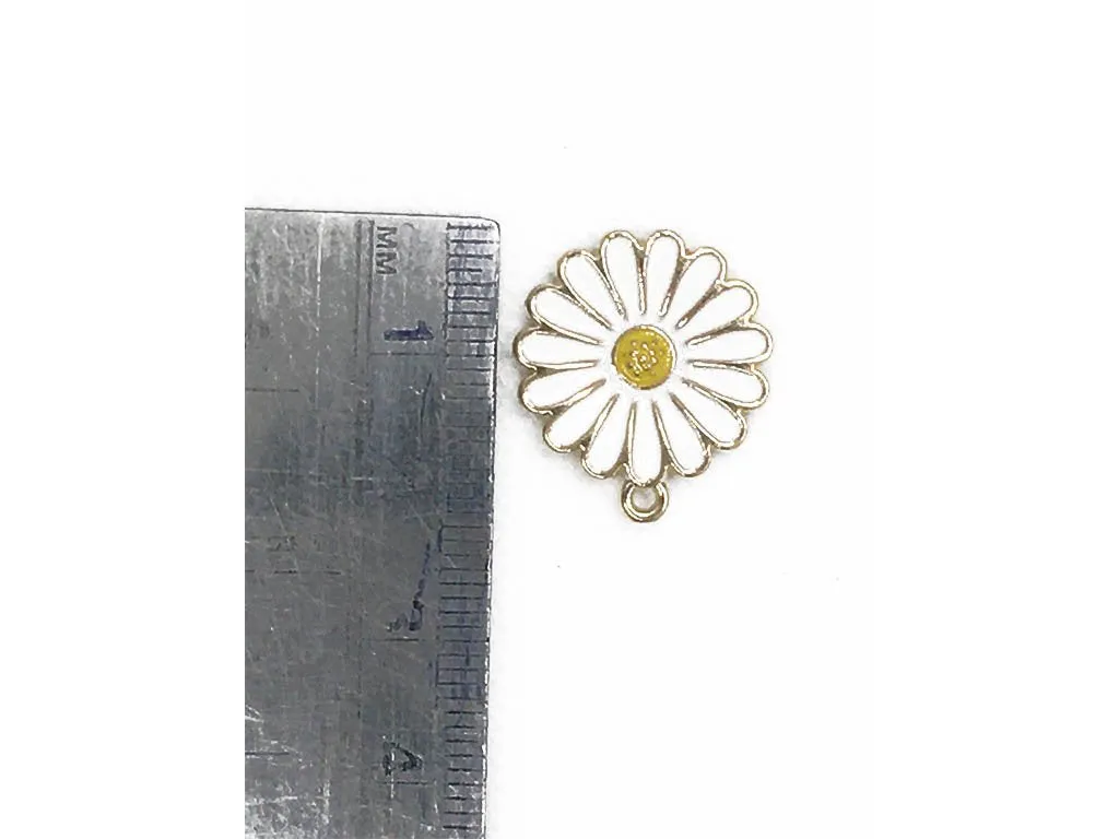 White Flower Metal Charms