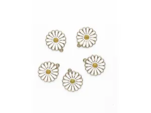 White Flower Metal Charms