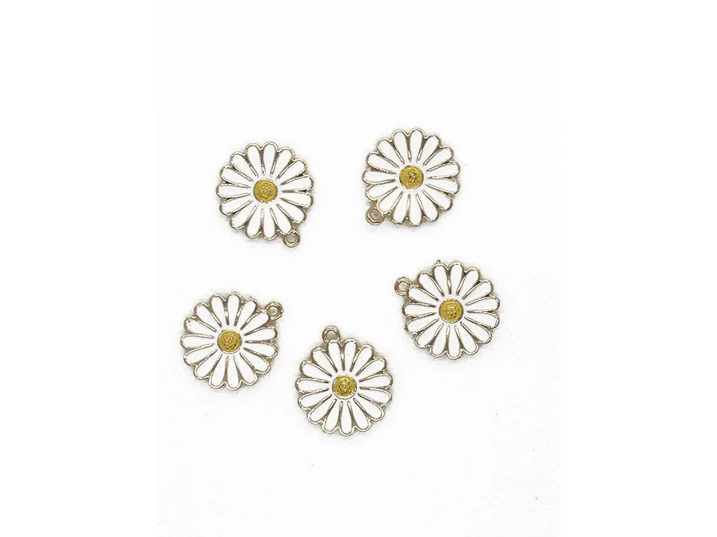 White Flower Metal Charms