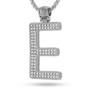 White Gold Letter "E" Necklace