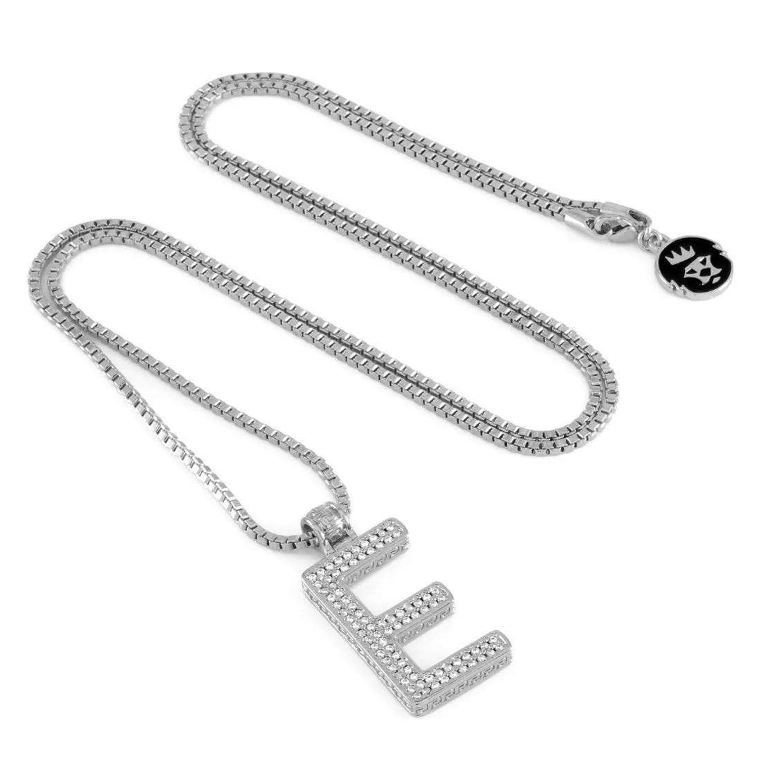 White Gold Letter "E" Necklace