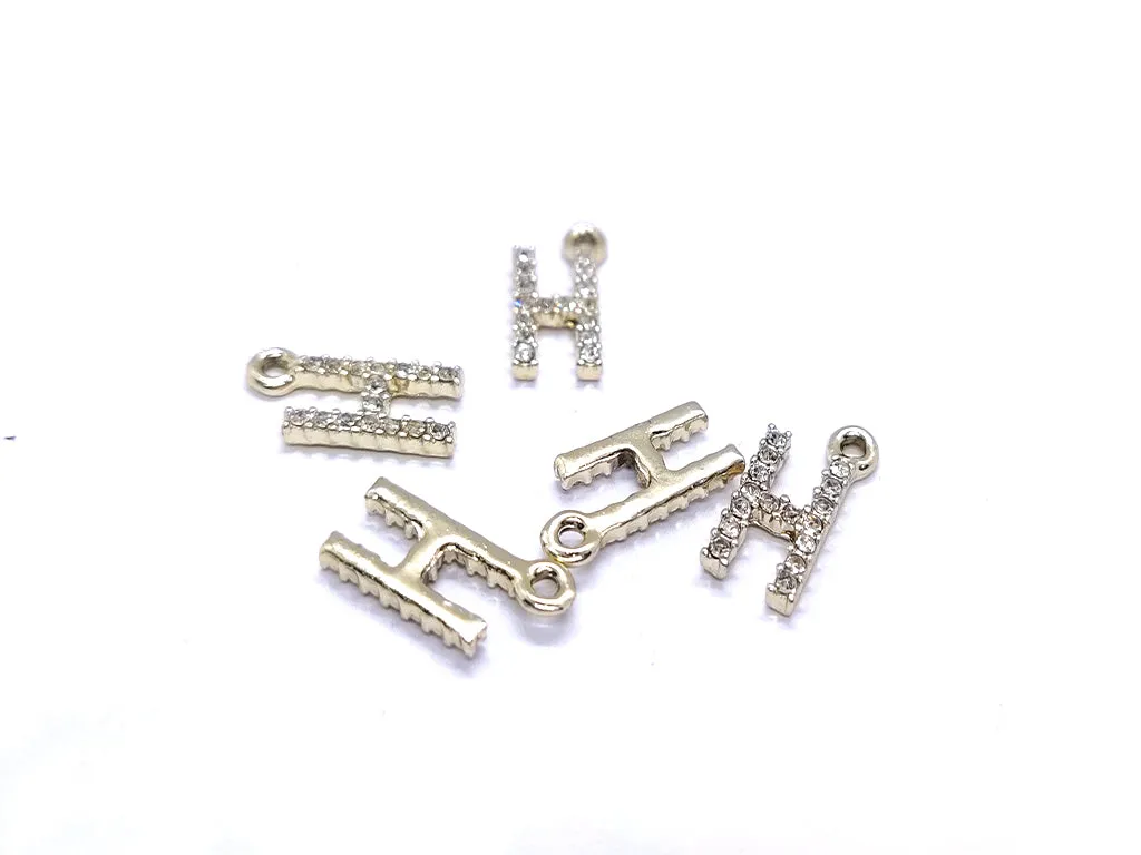 White 'H' Stone Studded Metallic Charms