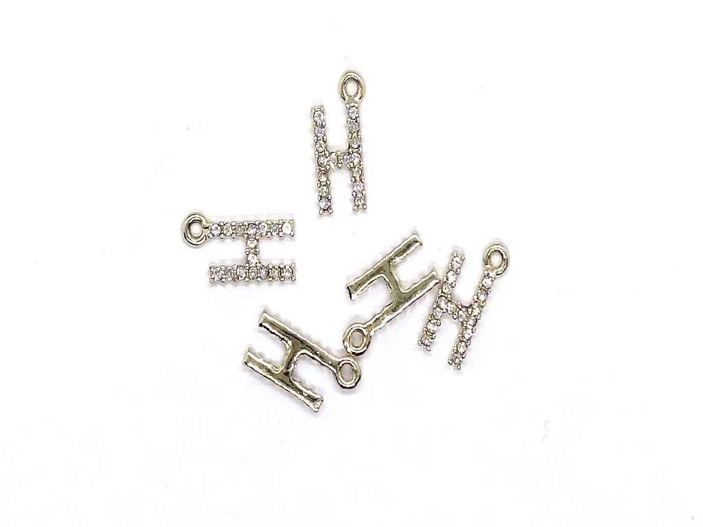 White 'H' Stone Studded Metallic Charms