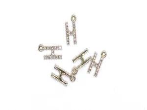 White 'H' Stone Studded Metallic Charms