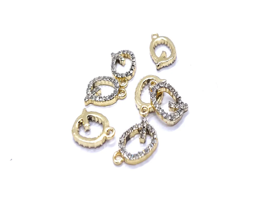 White 'Q' Stone Studded Metallic Charms