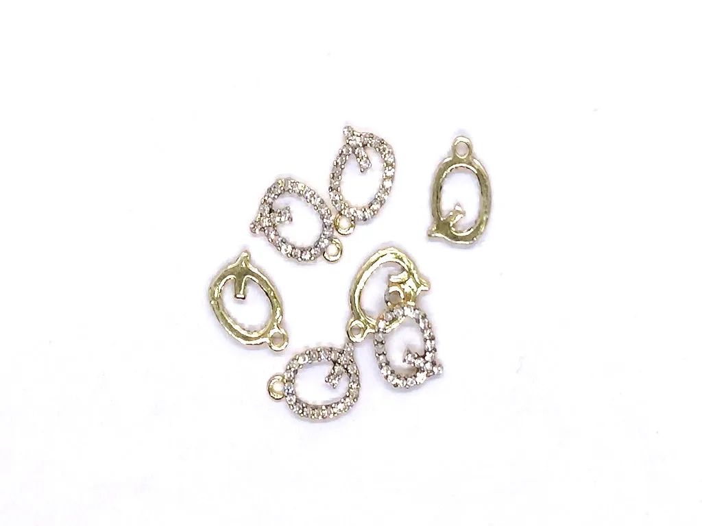 White 'Q' Stone Studded Metallic Charms