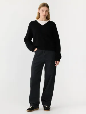 zip detail v neck knit